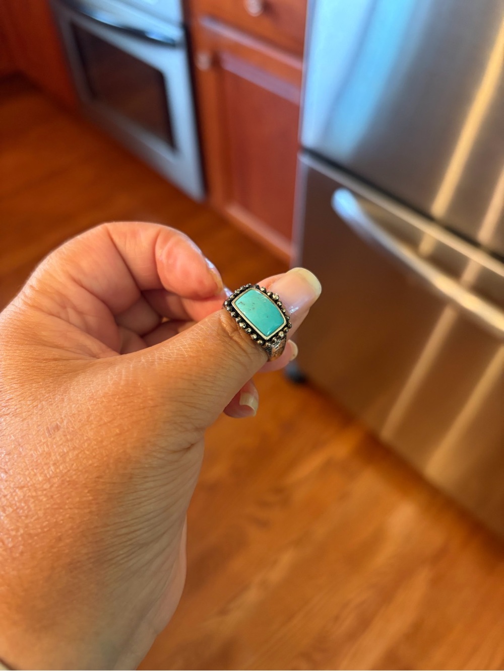 Turquoise Stone Sterling-Style Women’s Ring - Bright Blue
